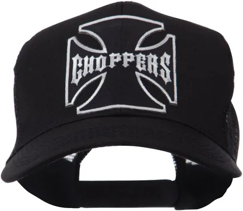 Vista 5 de e4Hats Skull and Choppers Gorra de malla con parches militares bordados