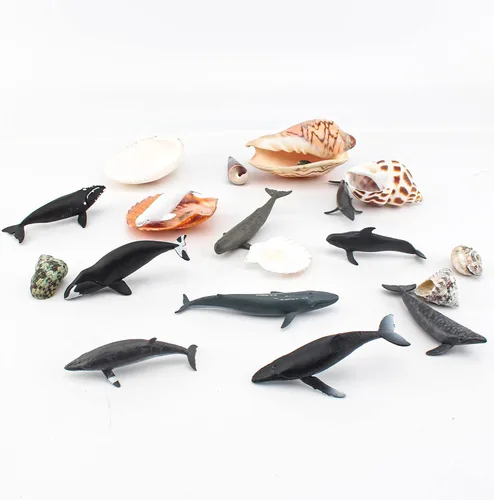Vista 5 de Juego de Juguetes Mini Tiburón Ballena Conjunto de Pequeñas Criaturas Marinas para Niños 2-4 Pulgadas Mini Figuras de Animales Marinos Decoración