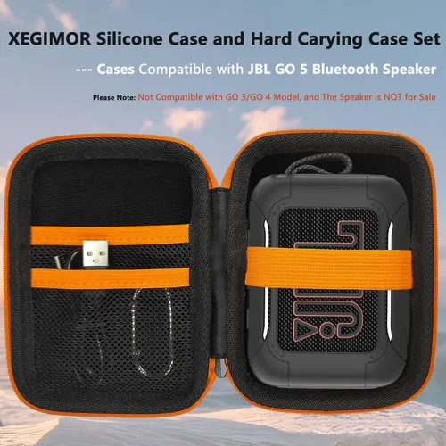 Vista 2 de Funda de silicona y funda rígida para altavoz Bluetooth JBL Go 5 Negro
