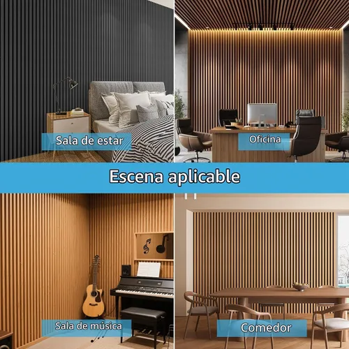 Vista 4 de Art3d Paquete de 2 paneles acústicos de listones de madera de 94.5 x 24 pulgadas para pared y techo - 31 pies cuadrados Panel acústico 3D estriado