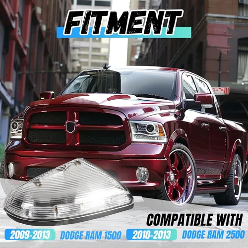 Vista 2 de ECOTRIC Luz de Charco de Señal de Giro del Espejo Izquierdo Compatible con Dodge Ram 1500 2009-2013 y 2500 2010-2013 LH Cubierta de Carcasa