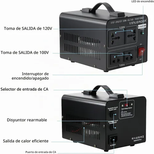 Vista 6 de 1000W US 120V a 100V JP Japón convertidor de voltaje paso abajo/hacia