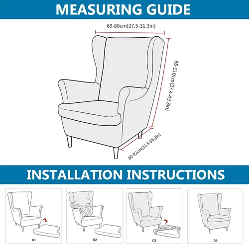 Vista 5 de HZDHCLH Fundas para silla de ala de 2 piezas, fundas de silla de ala de elastano elásticas para sillón del salón, fundas lavables para sofá