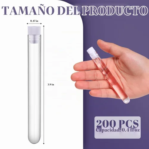 Vista 2 de Xuhal Paquete de 200 tubos de ensayo de plástico de 12 x 100 mm, 12 ml, tubos de laboratorio para pruebas de temática científica, suministros
