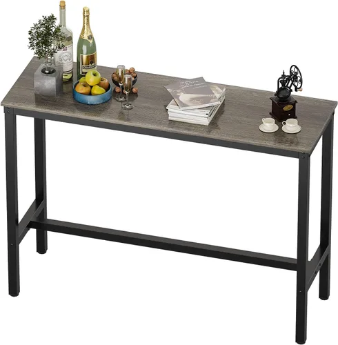Vista 12 de Teraves Mesa de bar, mesa de bar con altura de barra, mesa de altura de mostrador con marco de metal resistente, mesa rectangular alta para cocina