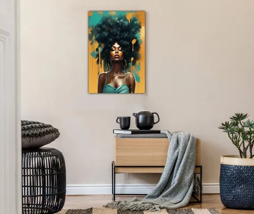 Vista 207 de Arte de pared afroamericano, decoración de rey y reina bailarín negro para sala de estar, arte de pareja de amor negro para dormitorio, lienzo
