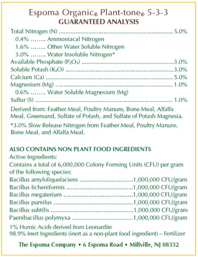 Vista 3 de Espoma Organic Plant-Tone 5-3-3 Alimento vegetal natural y orgánico multipropósito; bolsa de 36 libras; el fertilizante orgánico original para todas