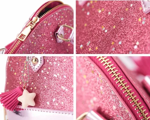 Vista 7 de YiSu Princess Little Girls Purses Toddler kids Crossbody Bag Wall et Shell Shape Handbags for girls cute Tote (pink)