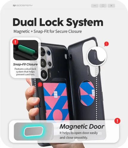 Vista 213 de GOOSPERY Parachoques magnético para puerta compatible con Galaxy S9 Plus, tarjetero tipo billetera con cierre automático por iman, funda protectora