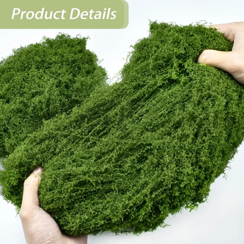 Vista 4 de Musgo verde artificial de 5,3 oz decorativo para manualidades, musgo oscuro sintético para centros de mesa de bricolaje, decoración de bodas