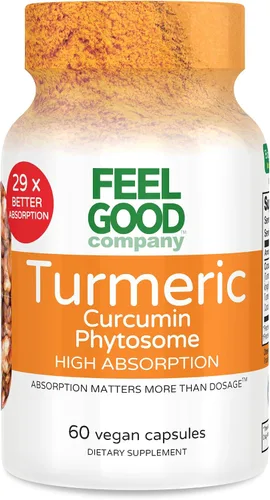 Vista 2 de FeelGood Superfoods - Cápsulas de curcumina de cúrcuma - Ultra alta absorción - 60ct - 1000mg por porción