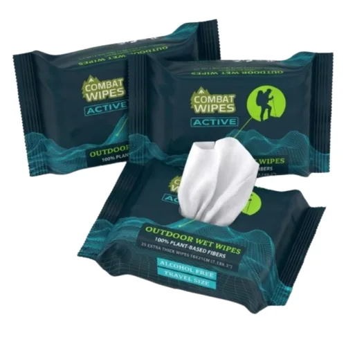Vista 14 de Combat Wipes ACTIVE - Toallitas húmedas para exteriores, equipo de campamento extra grueso, biodegradable, limpieza corporal y de manos, paños
