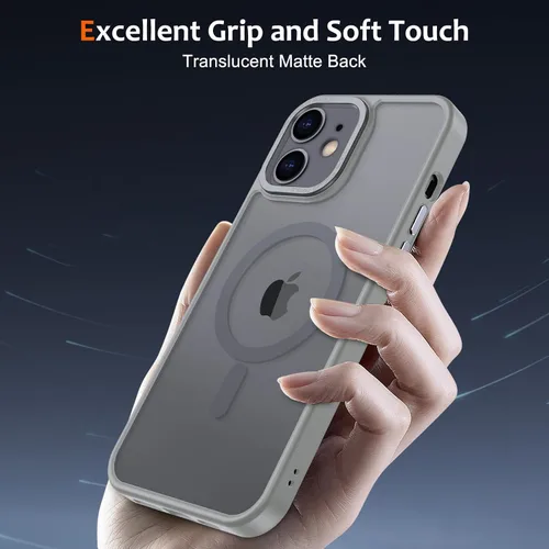Vista 434 de Anuck - Funda magnética para iPhone 11 compatible con MagSafe, carcasa trasera mate translúcida dura, borde de TPU, delgada, resistente a impactos