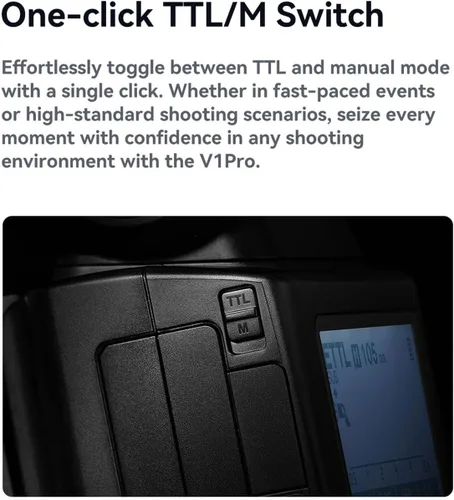 Vista 5 de Godox V1 Pro C V1Pro-C Flash con anillo magnético y kit difusor para cámara Canon 76Ws 2.4G HSS TTL, subflash desmontable, tiempo de reciclaje