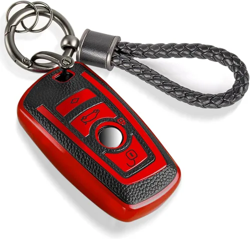 Vista 30 de para llavero de Cadillac con funda de TPU con superficie granulada y cuerda trenzada metálica, funda de llavero mejorada para 2020 en adelante CT4