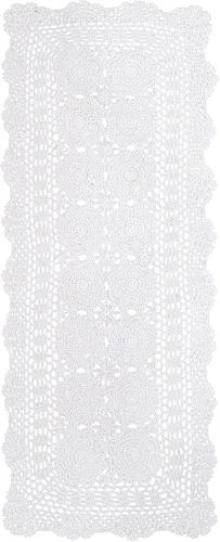 Vista 10 de Phantomon Camino de mesa de encaje, mantel rectangular hecho a mano, manteles individuales florales de ganchillo, 100% algodón