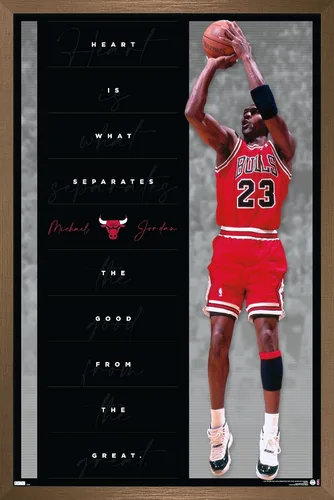 Vista 15 de Trends International Michael Jordan - Póster de pared de corazón, 22.4 pulgadas de largo x 14.7 pulgadas, versión enmarcada en madera de granero