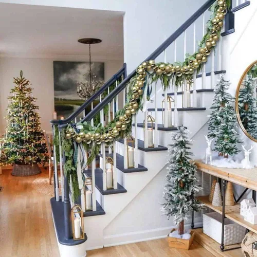 Vista 5 de Guirnalda de bolas de Navidad de 6 pies, inastillable, esferas colgantes de Navidad, decoraciones para el hogar, interiores, exteriores, repisas