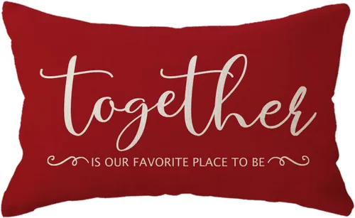 Vista 6 de ULOVE LOVE YOURSELF Home Quotes Fundas de almohada decorativas de madera Together is Our Favorite Place to Be", funda de almohada de granja de 12 x