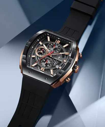 Vista 4 de Paras Crown Watches for Men Luxury Fashion Analog 50M Waterproof Sports Watch with Tonneau Dial Luminous Quartz Business Wrist Watch