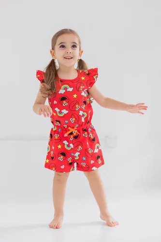 Vista 2 de Sesame Street Elmo - Mameluco con volantes de rizo francés para niñas