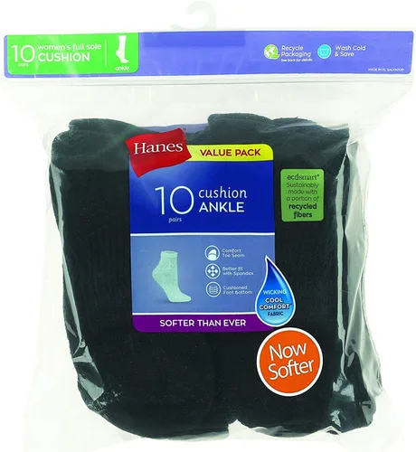 Vista 3 de Hanes Ultimate Women's 6-Pack Comfort Toe Seamed Ankle Socks
