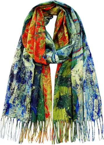 Vista 10 de VENVSBEE Reversible Scarf Soft Large Shawl Wrap Blanket Double Sided Art Print Warm Stoles Klimt Van Gogh Gifts Arte 01