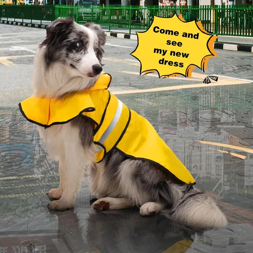 Vista 4 de Paiaite Waterproof Hooded Dog Raincoat with Reflective Strips Yellow S Amarillo