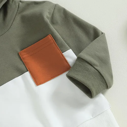Vista 4 de Ropa de otoño e invierno para bebé niño, con capucha, de manga larga, a rayas, pantalones elásticos para recién nacidos