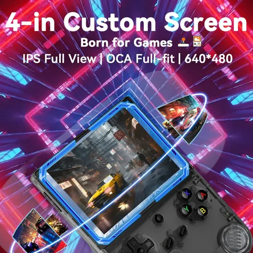 Vista 3 de FINGEREVO RG40XXV Consola de juegos portátil 4.0 en 640 * 480 IPS OCA pantalla 3200mAh 64Bit System RG 40XXV negro transparente