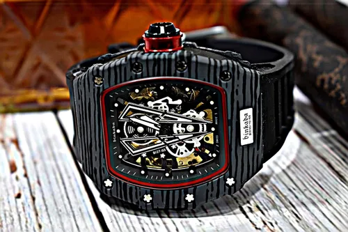 Vista 4 de Relojes de pulsera para hombre con correa de silicona, mecánicos automáticos, estilo steampunk, cristal de zafiro, impermeables, 164.0 ft