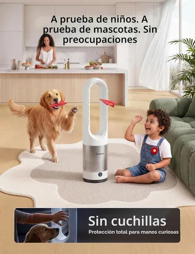 Vista 2 de Bladeless Fan for Bedroom, 22" Tower Fan with Remote, 8 Speeds, 9 Hour Timer, 90° Oscillating, LED Display with Auto Off, Easy to Clean, Bladeless