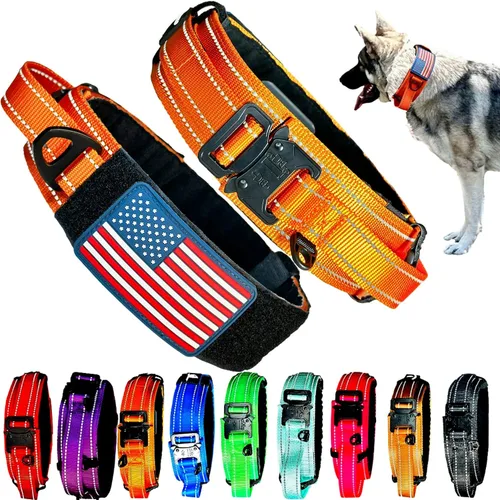 Vista 15 de Collar táctico para perros de 2 pulgadas de ancho con asa de control, ajustable para perros medianos y grandes, estilo militar con hebilla de metal