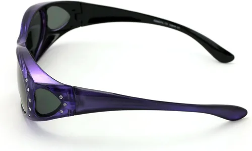 Vista 2 de V.W.E. Gafas de sol polarizadas para mujer, con diamantes de imitación, marco rectangular, con forma de corazón, 2.36 pulgadas