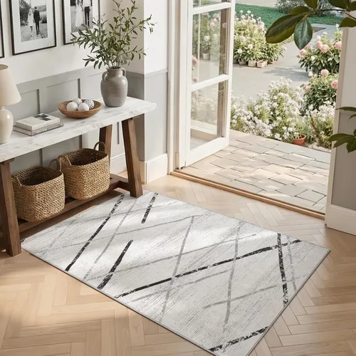 Vista 53 de jinchan - Tapete de pasillo marroquí de 2 x 6 pies con líneas, bohemio, lavable, para cocina, suave, geométrico, de lana sintética, antideslizante