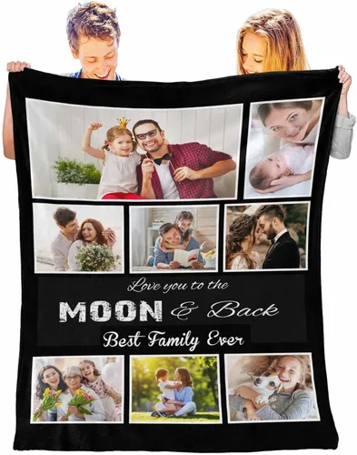 Vista 13 de Manta personalizada con tus fotos favoritas, manta personalizada con mis propias imágenes para familia, mamá, papá, hija, hijo, perro, hermanas