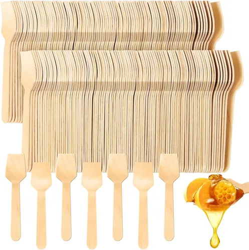 Vista 12 de Cucharas desechables mini de madera saboreadoras Cucharas de helado Cucharas de muestreo (150, 3.75 pulgadas)