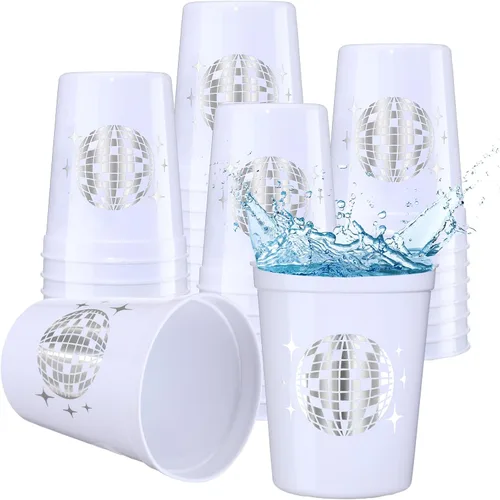 Vista 9 de Uiifan 30 tazas de bola de discoteca para fiesta de discoteca de 16 onzas reutilizables de plástico para despedida de soltera para vaquera