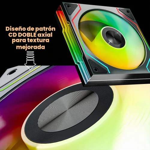 Vista 3 de Star Trall ARGB Ventilador de carcasa de computadora con hoja inversa, ventilador de refrigeración con diseño de espejo infinito de doble cara Negro