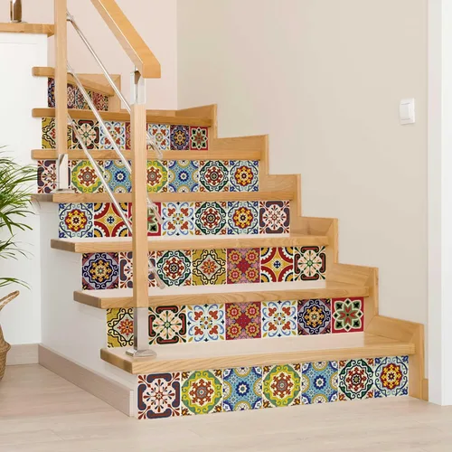 Vista 2 de Juego de 24 calcomanías para azulejos de salpicaduras, auténticos azulejos tradicionales de Talavera, calcomanías para azulejos de baño y cocina