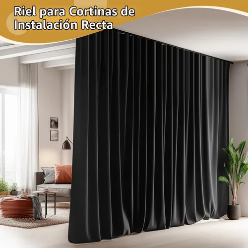 Vista 8 de MaKefeile – Riel de cortina de techo flexible para montaje en techo o pared, divisor de habitación resistente para sala de estar, dormitorio, ducha