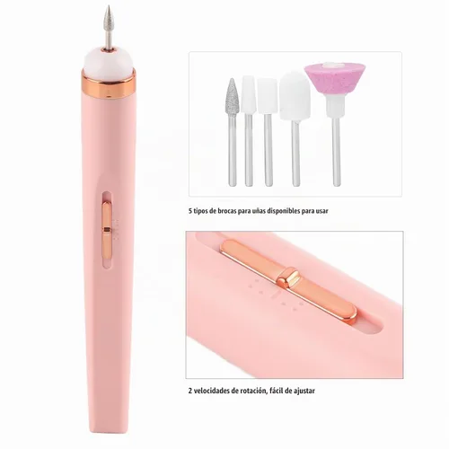 Vista 3 de Kit de taladro eléctrico para uñas, kit de manicura inalámbrico recargable, pulidor de uñas portátil con luz (01)