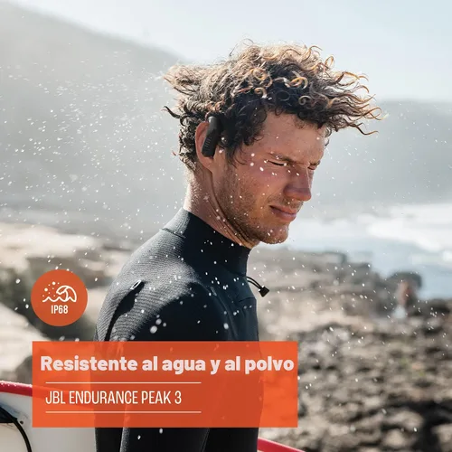 Vista 3 de JBL Endurance Peak 3 - Audífonos verdaderos inalámbricos resistentes al polvo y al agua (IP68), sonido JBL Pure Bass, hasta 50 horas totales