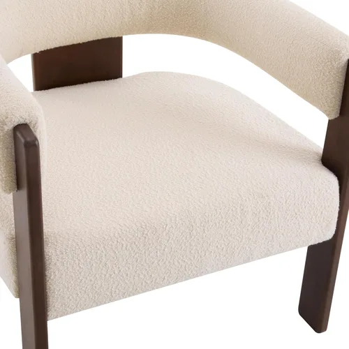Vista 6 de Christopher Knight Home Nettie - Silla decorativa moderna para sala de estar, sofá individual de tela Boucle con marco de madera, cómoda silla
