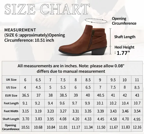 Vista 4 de VEPOSE botas al tobillo para mujer con tacón bajo y grueso, con perforaciones, botas de vaquero