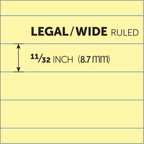 Vista 4 de Office Depot Professional Legal Pad, 8 1/2in. x 11 3/4in., Legal Ruled, 50 Sheets Per Pad, Canary, Pack Of 8 Pads, 99527 Productos de oficina