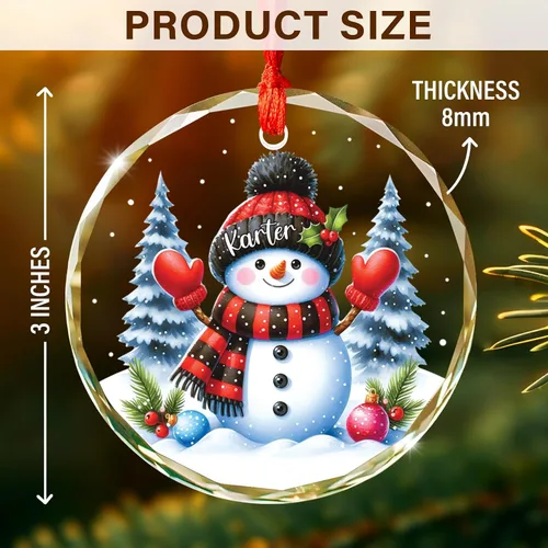 Vista 6 de Adorno de cristal de Navidad personalizado con nombre, muñeco de nieve personalizado para árbol de Navidad 2025, nuevo adorno de Navidad para bebé