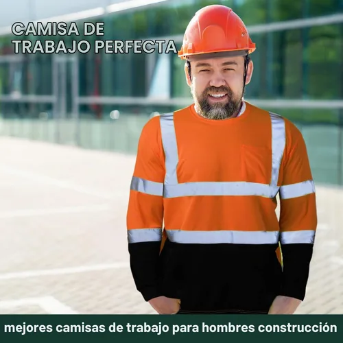 Vista 7 de Zhanmai 6 Pack Long Sleeve Safety Shirt High Visibility Reflective Class 3 Hi Vis Construction Safety Shirt with Pocket
