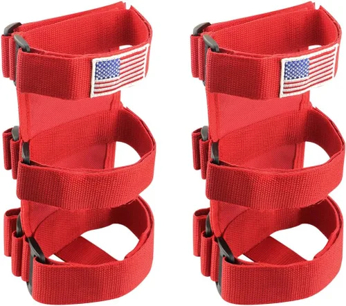 Vista 11 de Soporte para extintor de barra enrollable Ohleats, correa ajustable para extintor de incendios con patrón de bandera americana, accesorios