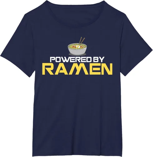 Vista 15 de Camiseta de fideos de anime japoneses Powered By Ramen, Negro, S